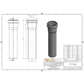 HTsafe Rohr mit Muffe DN 40 750 mm