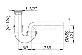 Geruchverschluss 100/0 1 1/2" x DN 50 010223 ohne Waschgeraete-Anschluss