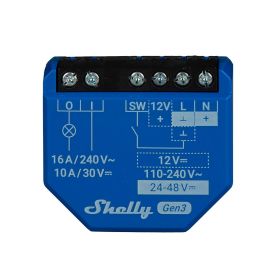 Shelly 1 Gen3 1-Kanal-Relais WLAN-gesteuerter Smart-Schalter mit potentialfreien Kontakten max. 16A, WLAN, BT, unterputz