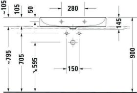 Duravit Möbelwaschtisch DuraSquare 800mm o. ÜL, mit HLB, o.HL, weiß WonderGliss
