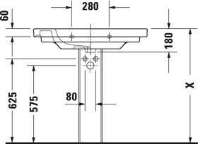 Möbelwaschtisch D-Code 850 mm mit ÜL, mit HLB, 1 HL, weiß
