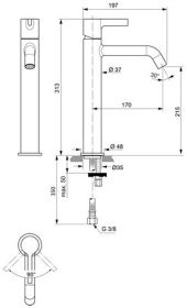 Ideal Standard Waschtischarmatur JOY, m. o.Ablgarn., Ausld.170mm, Chrom