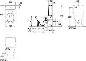 Villeroy & Boch Tiefspül-WC für Kombination O.n 565810 360x640mm Oval Weiß Alpin