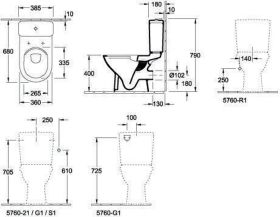 Villeroy & Boch Tiefspül-WC spülrandlosf Kombi 5661R0 360x670mm Oval Weiß Alpin