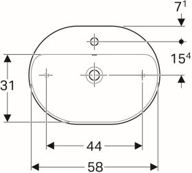 Geberit VariForm Aufsatz-WT, elliptisch mit HLB, 60x45cm, m. Ül., weiß, KeraTect