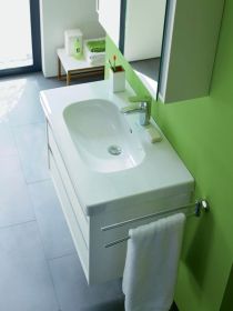 Möbelwaschtisch D-Code 850 mm mit ÜL, mit HLB, 1 HL, weiß