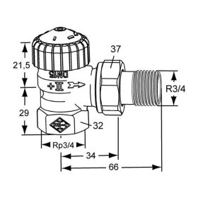 Heimeier Thermostat-Ventilunterteil V-exact II, Eckform, DN 20, vernickelt
