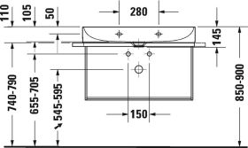 Duravit Möbelwaschtisch DuraSquare 800mm o. ÜL, mit HLB, o.HL, weiß WonderGliss