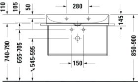 Duravit Möbelwaschtisch DuraSquare 800mm o. ÜL, mit HLB, o.HL, weiß WonderGliss