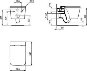 Ideal Standard Wandtiefspül-WC Blend Cub 355x540x350mm Seidenweiß
