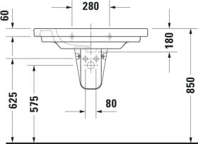 Möbelwaschtisch D-Code 850 mm mit ÜL, mit HLB, 1 HL, weiß