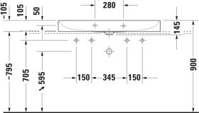 Möbel-WT DuraSquare 1000mm o. ÜL, 2 HL, geschl., weiß