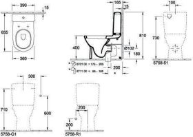 Villeroy & Boch Tiefspül-WC für Kombination O.n 565810 360x640mm Oval Weiß Alpin