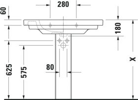 Möbelwaschtisch D-Code 850 mm mit ÜL, mit HLB, 1 HL, weiß