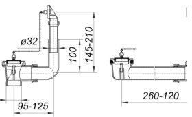 Ablaufverbindung 024U 11/2" 110411 fuer Doppelspuele, m.Stopfen u.2 Ketten