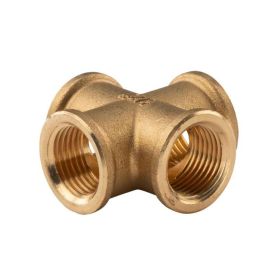 Messing Gewinde-Fitting Kreuzstück 1/2" IG (DN15) - schwere Ausführung