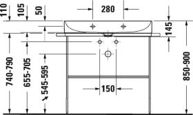 Duravit Möbelwaschtisch DuraSquare 800mm o. ÜL, mit HLB, o.HL, weiß WonderGliss