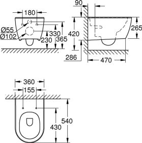 GROHE Wand-Tiefspül-WC Essence Keramik 39571 PureGuard Abg. waager. alpinweiß