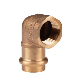 Kupfer Pressfitting Winkel 90° aus Rotguss 22 mm - 3/4" IG V+M-Kontur DVGW