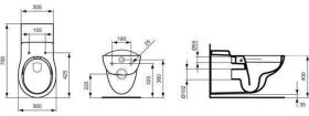 Ideal Standard Wandtiefspül-WC Contour21 barrierefrei, 360x700x400mm, Weiß