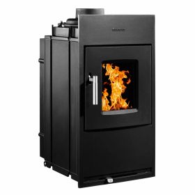 Buderus Logaflame HLG426B Holzbrand-Heizeinsatz 12 kW Muldenfeuerung Türanschlag rechts Frontplatte 790 x 420 mm Sichtfenster breit