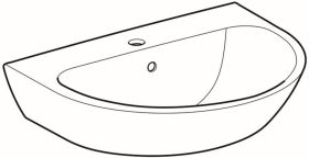 Geberit Renova Waschtisch, 65x50cm m. Hl. mittig, m. Ül., weiß, KeraTect