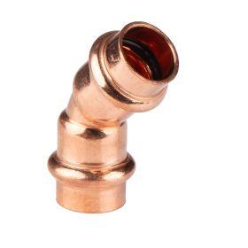 Kupfer Pressfitting Bogen 45° 15 mm V+M-Kontur DVGW