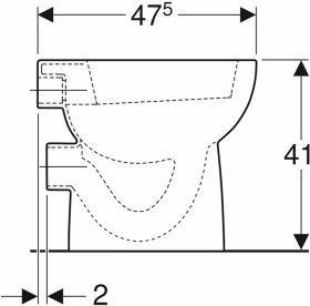 Geberit Renova Stand-WC Flachspüler Abg. horiz., teilgeschlossene Form, weiß