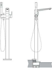 Ideal Standard freistehende Wannenarmatu Bausatz 2, m.Stick-HB, Ausld.220mm,Chrom