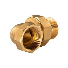 Messing Gewinde-Fitting Winkelverschraubung 90° flachdichtend 1 1/2"IG - 1 1/2"AG (DN 40) - schwere Ausführung