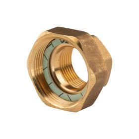 Messing Gewinde-Fitting Schaft flachdichtend mit Kappe für Rundelemente + Dichtung 1"IG (DN 25) - 1 1/2"IG (DN 40) - schwere Ausführung