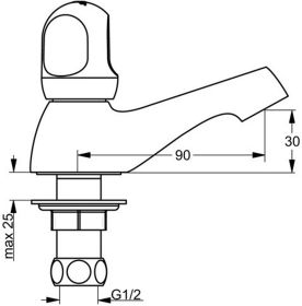Ideal Standard Standventil Alpha, Auslad Chrom