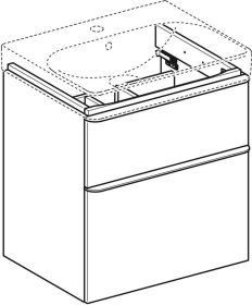 Geberit Smyle Square US für WT, m. 2 Sch 58,4x61,7x47cm, Nussbaum