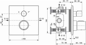 Ideal Standard Badethermostat UP Cerathe BS2, Rosette 163x163mm, Magnetic Grey