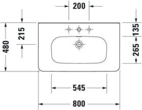 Möbelwaschtisch DuraStyle 800 mm mit ÜL, mit HLB, 1 HL, weiß