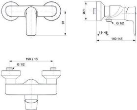 Ideal Standard Brausearmatur AP Connect Ausld. 41mm, Brushed Gold