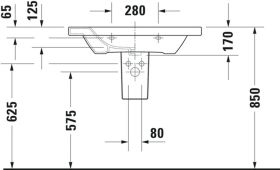 Möbelwaschtisch DuraStyle 800 mm mit ÜL, mit HLB, 1 HL, weiß