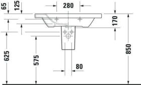 Möbelwaschtisch DuraStyle 800 mm mit ÜL, mit HLB, 1 HL, weiß