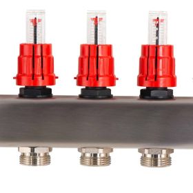 Heizkreisverteiler BASIC für Fußbodenheizung 8 Heizkreise mit Kugelhahn-Set