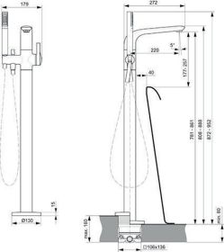Ideal Standard freistehende Wannenarmatur Melange, Bausatz 2, Ausld. 200mm, Chrom