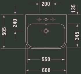 Möbelwaschtisch Happy D.2 600 mm mit ÜL, mit HLB, 1 HL, weiß