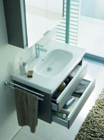 Möbelwaschtisch D-Code 850 mm mit ÜL, mit HLB, 1 HL, weiß