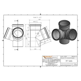 HTsafeED Eckdoppelabzweig DN 110/110/110 67,5 Grad