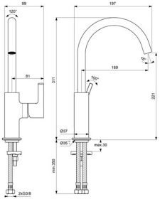 Ideal Standard Waschtischarmatur JOY, m. o.Ablgarn., Ausld.169mm, Chrom