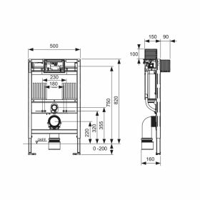 TECEprofil WC-Modul mit Uni-Spülkasten Bauhöhe 820 mm