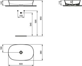 Ideal Standard Schale Ipalyss, o.Hl., o. 600x380x120mm, Weiß mit Ideal Plus