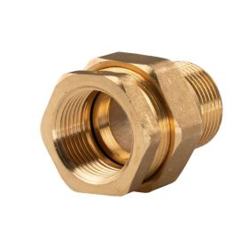 Messing Gewinde-Fitting Verschraubung mit O-Ring konisch dichtend 1" IG - 1" AG (DN25) - schwere Ausführung