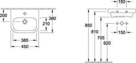 Villeroy & Boch Handwaschbecken Architectura 43 450x380mm Rechteck Weiß Alpin
