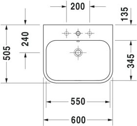 Möbelwaschtisch Happy D.2 600 mm mit ÜL, mit HLB, 1 HL, weiß