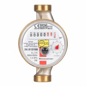 Wohnungs-Wasserzähler Aufputz für Warmwasser Q3 2,5 m³ - Baulänge 110 mm
